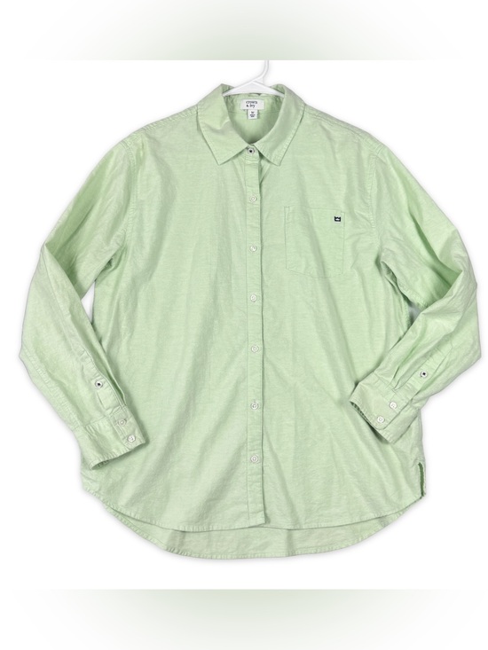crown & ivy Other - Crown Ivy Button Down Shirt Mens M Medium Light Green Long Sleeve Cotton Blend